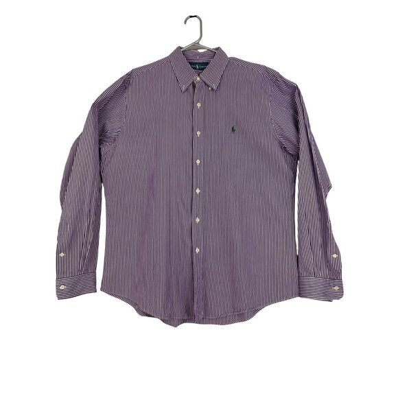 Ralph‎ Lauren Shirt Men's Extra Large Long Sleeve Button-Down Striped Purple - Picture 1 of 11